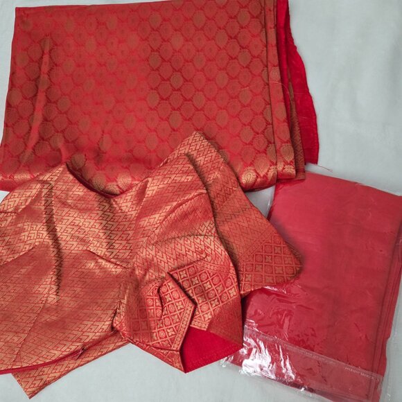 Red orange banarsi silk saree NEGOTIABLE - Picture 10 of 10